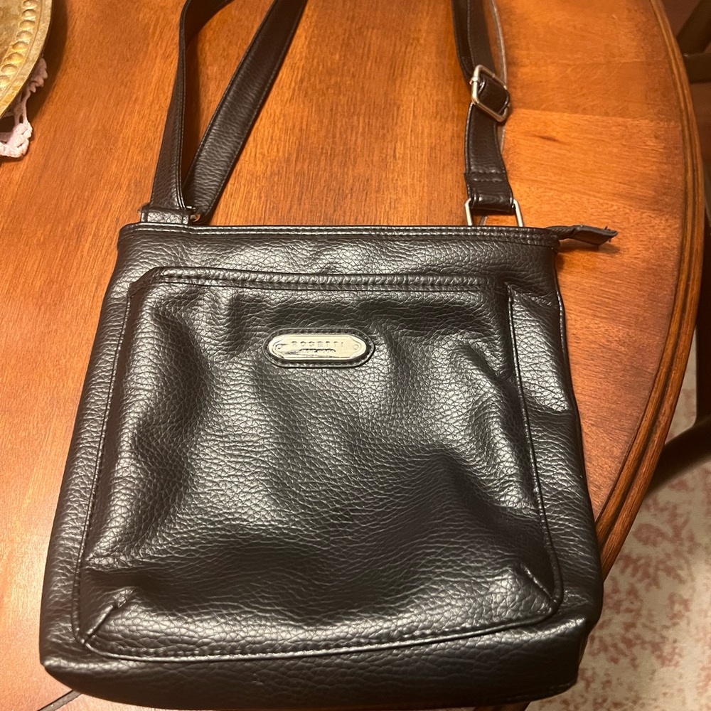 Black Pebbled Faux Leather Crossbody Bag